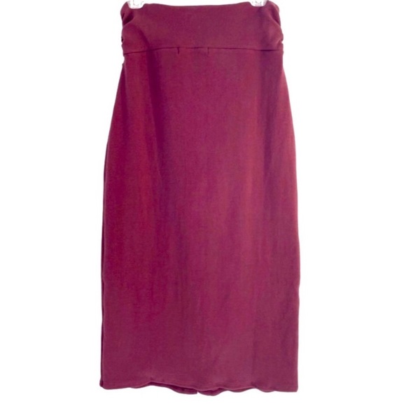 House Of Harlow 1960 Deep Burgundy Knit Midi Skirt With Buttons, Size Medium - Picture 3 of 13